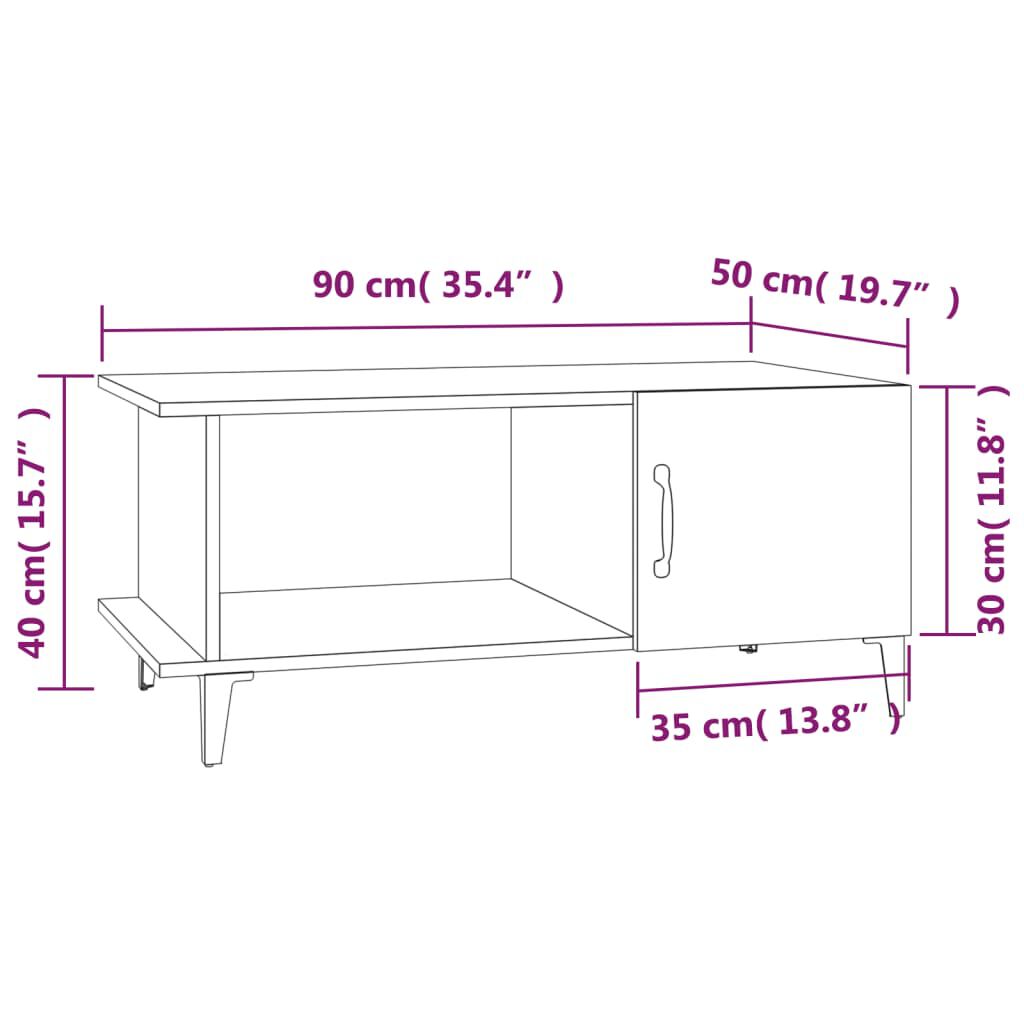 vidaXL Τραπεζάκι Σαλονιού Καφέ Δρυς 90x50x40 εκ. Επεξεργασμένο Ξύλο