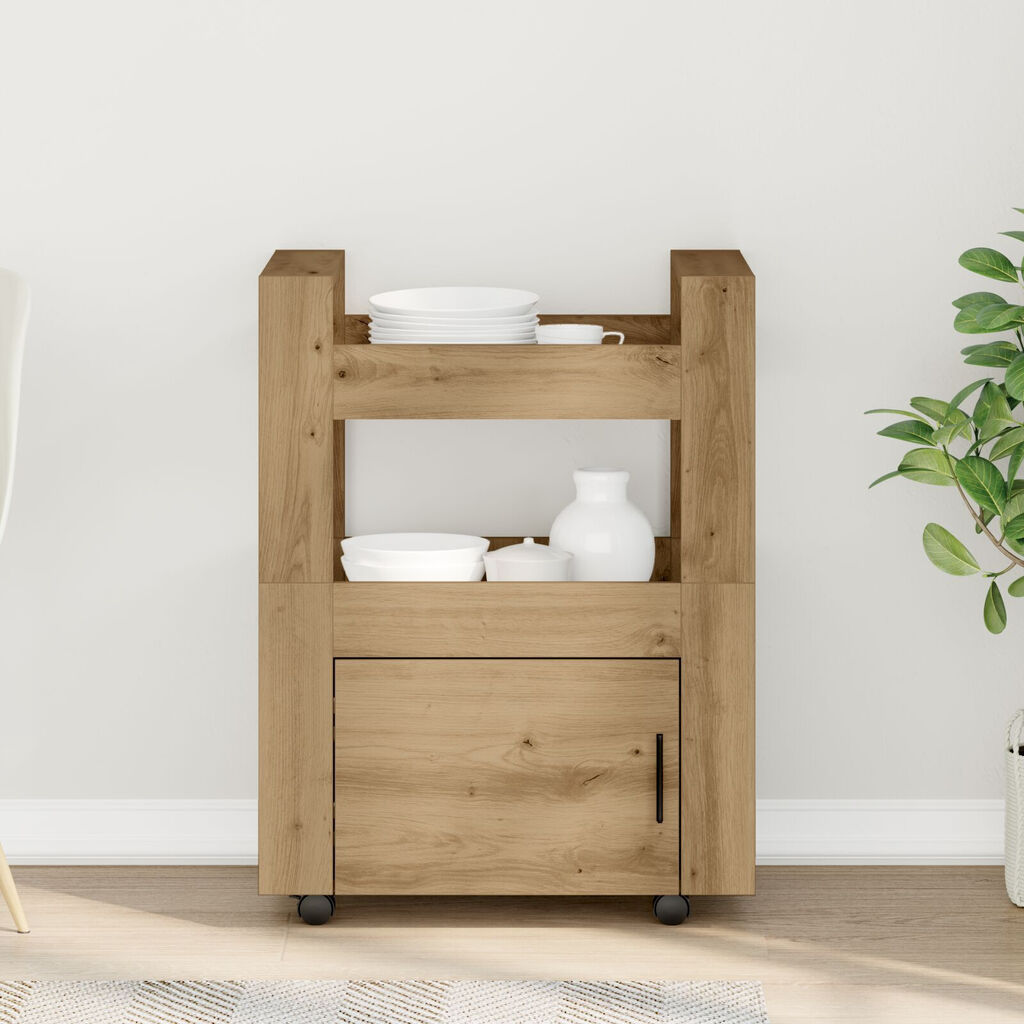 vidaXL Τροχήλατη Κουζίνα Artisan Oak 60x45x80 εκ Επεξεργασμένο Ξύλο