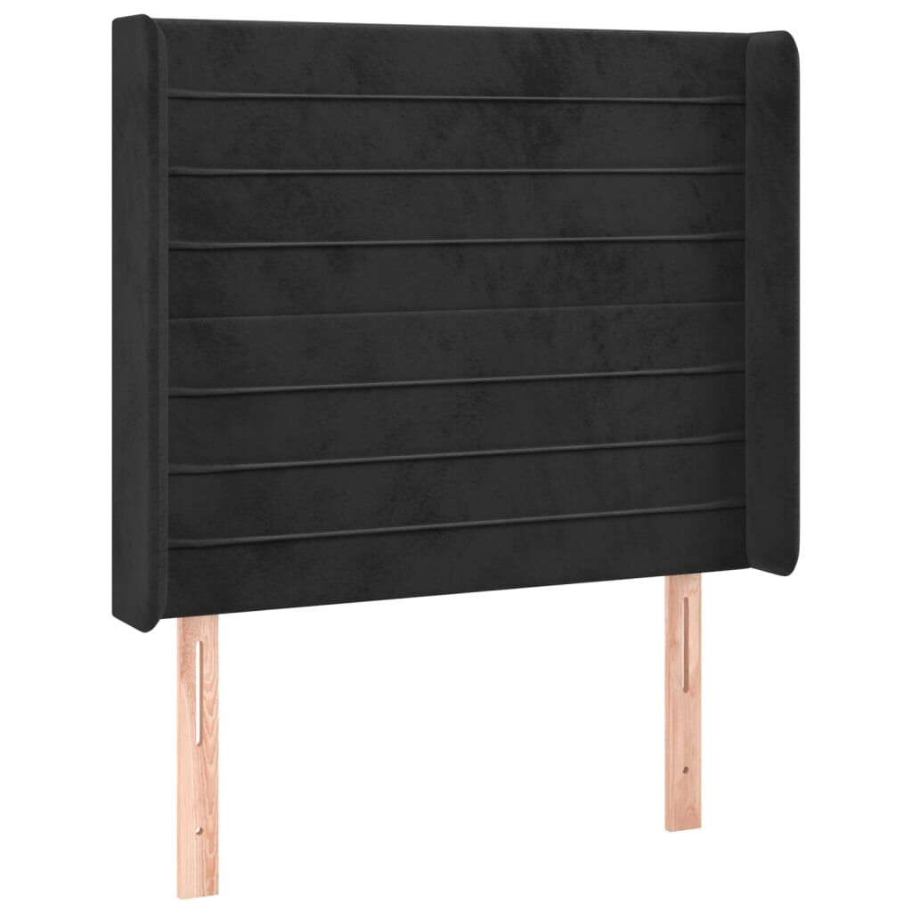 vidaXL Κρεβάτι Boxspring με Στρώμα & LED Μαύρο 90x200 εκ. Βελούδινο