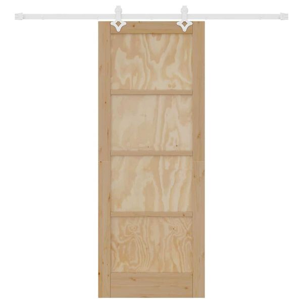 vidaXL Συρόμενη Πόρτα Φυσικό και λευκό 78 x 202 εκ.