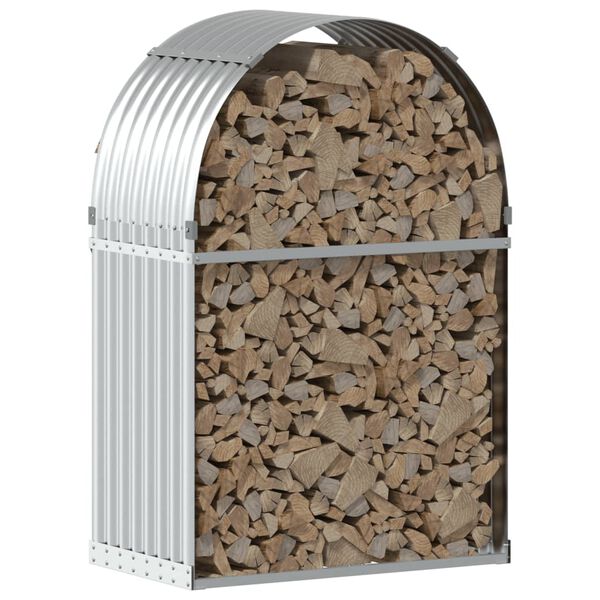 vidaXL Ξυλοθήκη Ασημί 80x45x120 εκ. από Γαλβανισμένο Ατσάλι