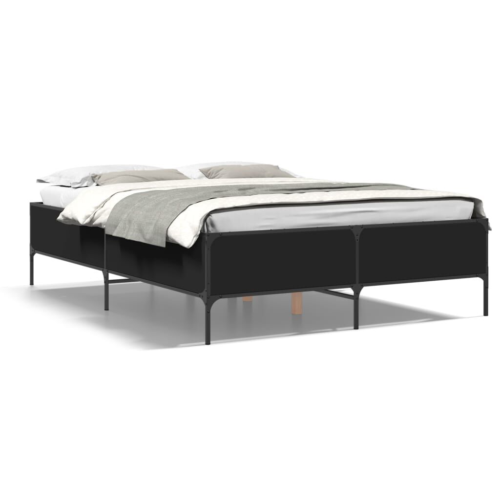vidaXL Πλαίσιο Κρεβατιού Μαύρο 160 x 200 εκ. Επεξ. Ξύλο & Μέταλλο