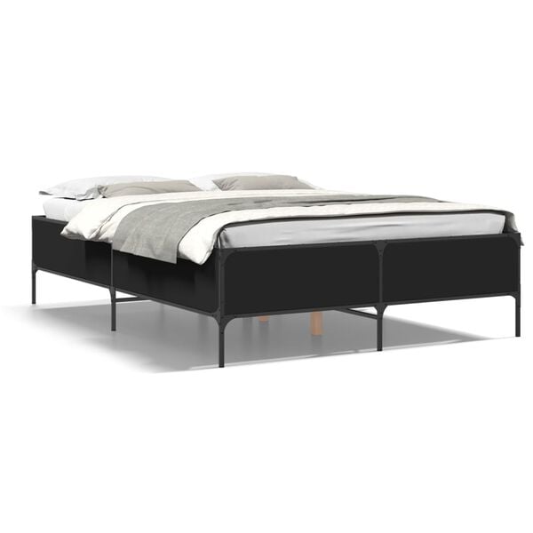 vidaXL Πλαίσιο Κρεβατιού Μαύρο 160 x 200 εκ. Επεξ. Ξύλο & Μέταλλο