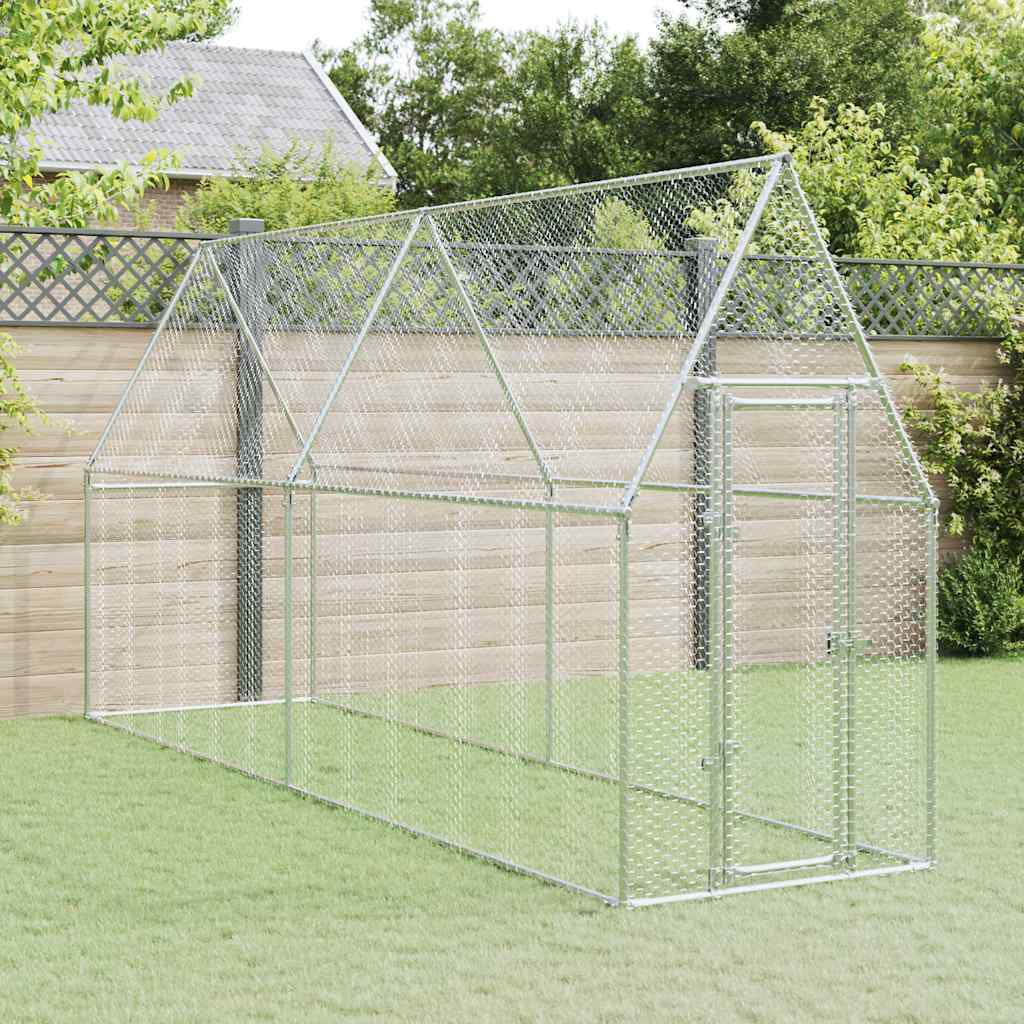 vidaXL Κοτέτσι - Κλουβί Ασημί 400x100x190 εκ. από Γαλβανισμένο Χάλυβα
