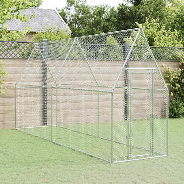 vidaXL Κοτέτσι - Κλουβί Ασημί 400x100x190 εκ. από Γαλβανισμένο Χάλυβα