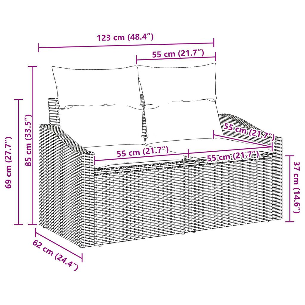 vidaXL Καναπές Κήπου με μαξιλάρι Μπεζ 123 x 62 x 69εκ συνθετικό ρατάν