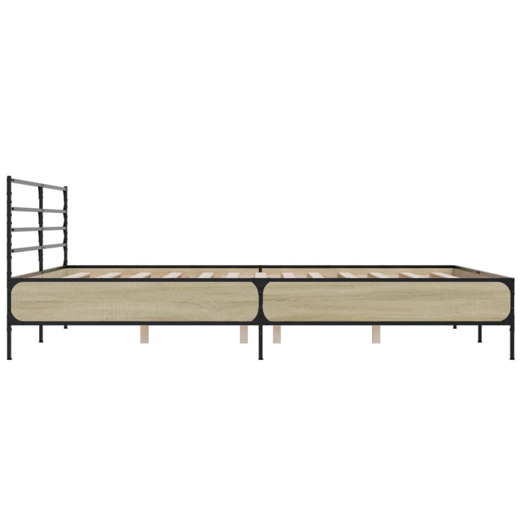 vidaXL Πλαίσιο Κρεβατιού Sonoma Δρυς 180x200 εκ. Επεξ. Ξύλο & Μέταλλο