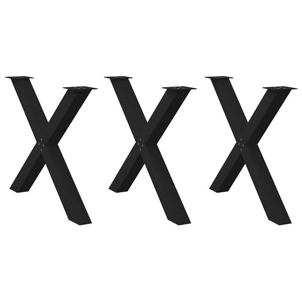 vidaXL Πόδια Τραπεζαρίας σε Σχήμα Χ 3 τεμ. Μαύρο 90x(72-73) εκ. Ατσάλι