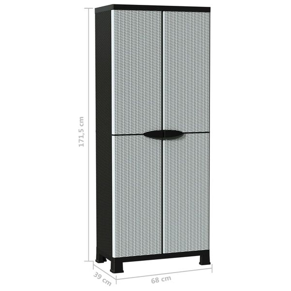 vidaXL Πλαστικό Ντουλάπι 68x39x171,5 εκ με Σχεδιασμό σε Στυλ Ρατάν