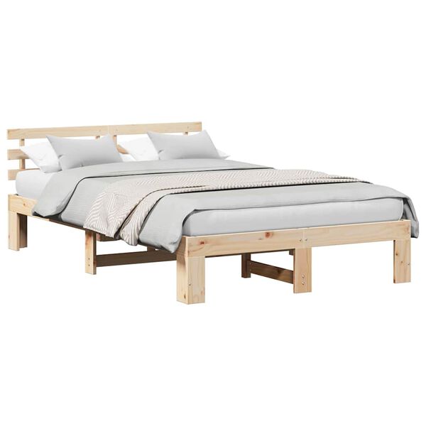 vidaXL Σκελετός Κρεβατιού Καφέ 120 x 200 cm Μασίφ ξύλο πεύκου