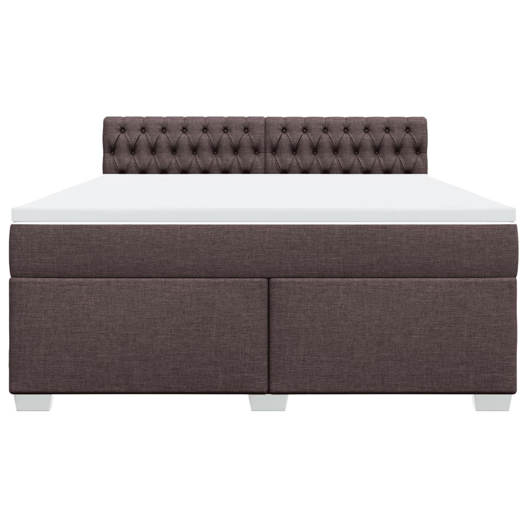 vidaXL Κρεβάτι Boxspring με Στρώμα Σκούρο Καφέ 180x200 εκ Υφασμάτινο