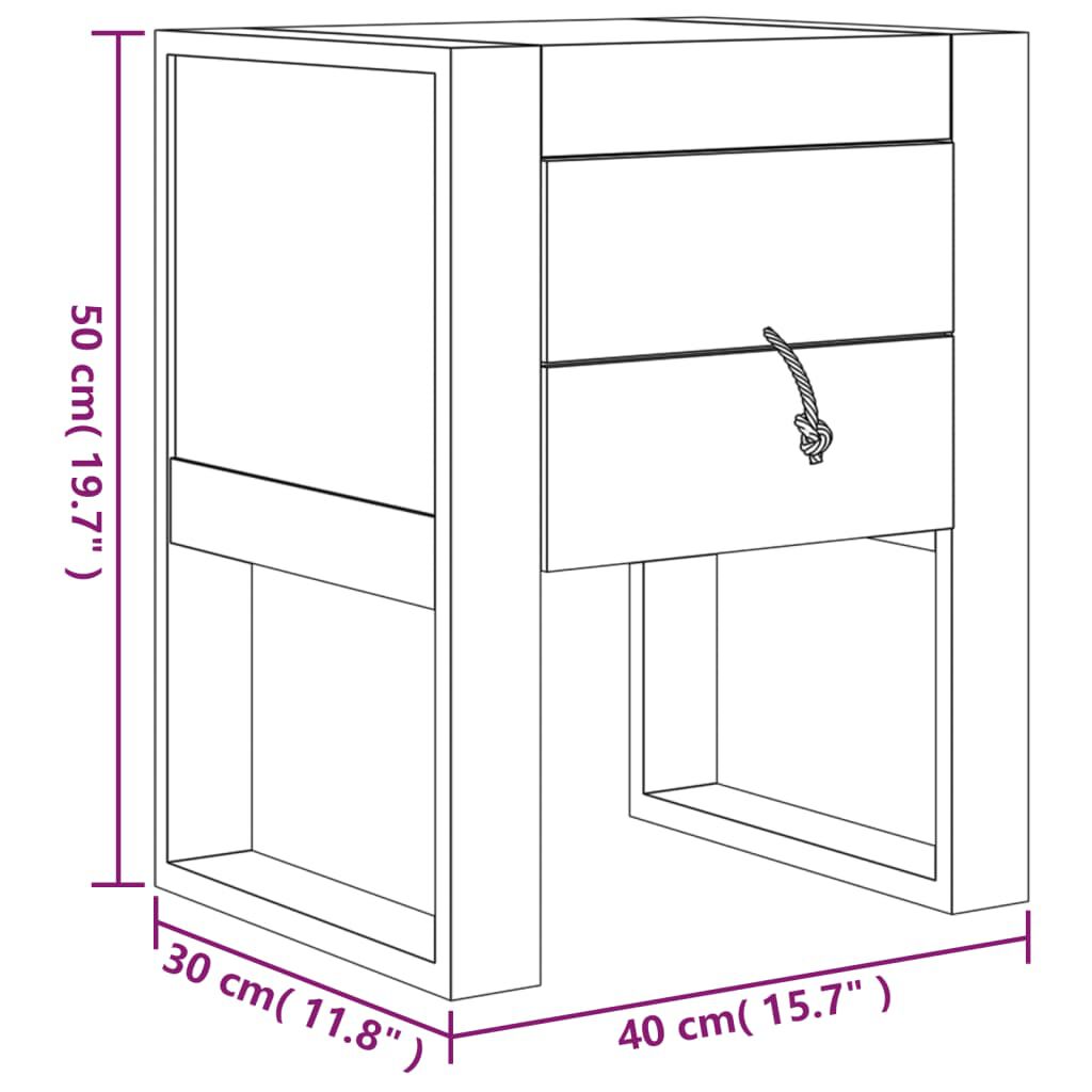 vidaXL Κομοδίνο 40 x 30 x 50 εκ. από Μασίφ Ξύλο Teak