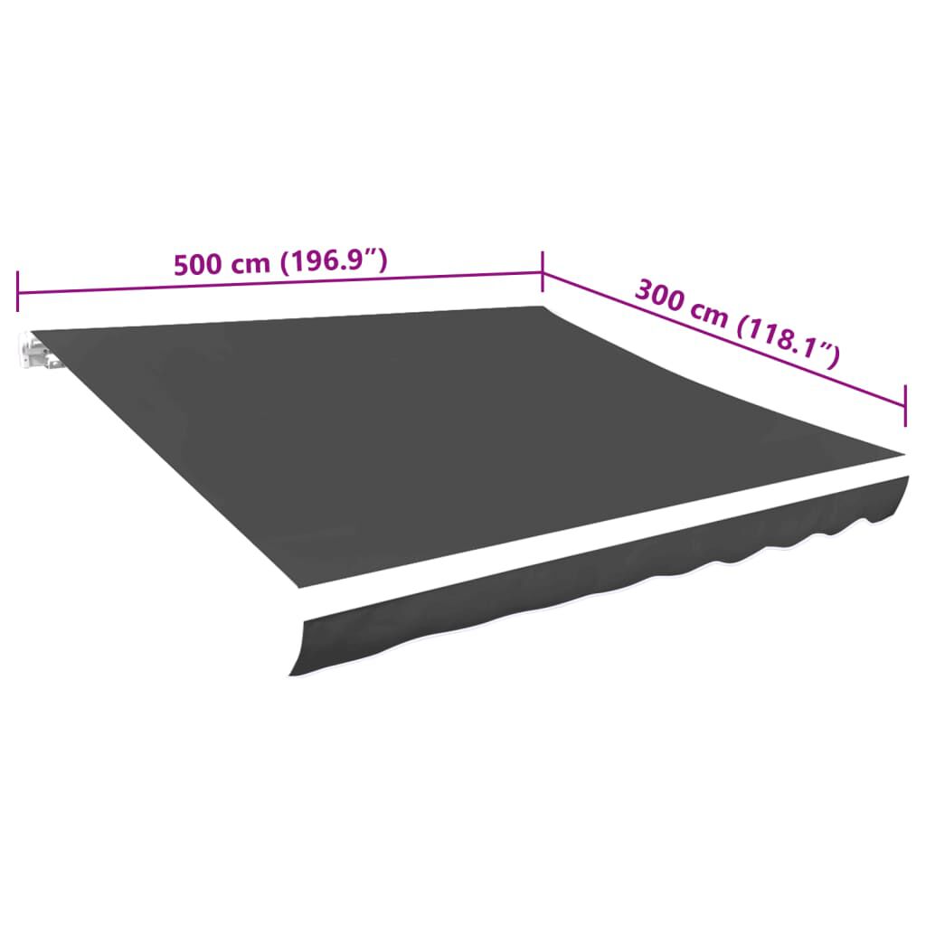 vidaXL Τεντόπανο Ανθρακί 500 x 300 εκ. από Καραβόπανο