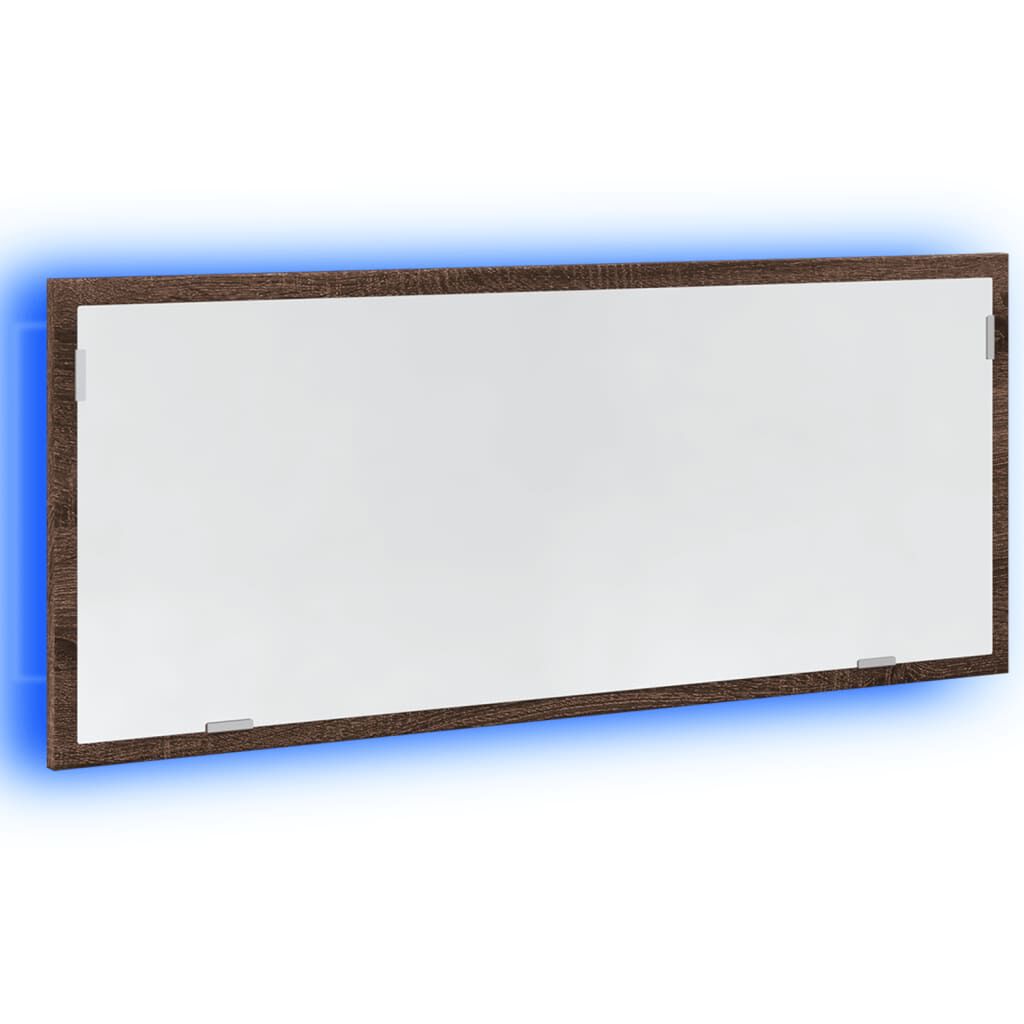 vidaXL LED Καθρέφτης Μπάνιου Καφέ Δρυς 100x8,5x37 εκ. Επεξεργ. Ξύλο