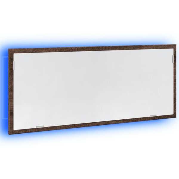 vidaXL LED Καθρέφτης Μπάνιου Καφέ Δρυς 100x8,5x37 εκ. Επεξεργ. Ξύλο