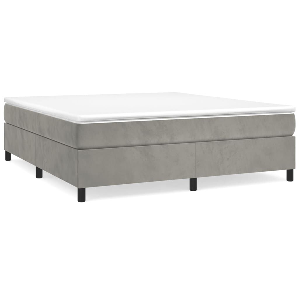 vidaXL Κρεβάτι Boxspring με Στρώμα Ανοιχτό Γκρι 180x200 εκ. Βελούδινο