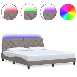 vidaXL Πλαίσιο κρεβατιού με LED χωρίς στρώμα Taupe 180x200 cm Ύφασμα