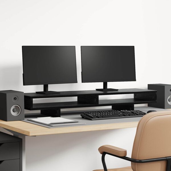 vidaXL Βάση Μόνιτορ με ράφι Μαύρο 100 x 27 x 13 εκ. Επεξεργασμένο ξύλο