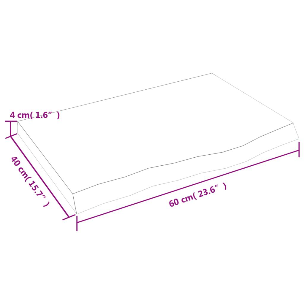 vidaXL Ράφι Τοίχου Ανοιχτό Καφέ 60x40x(2-4)εκ. Επεξ. Μασίφ Ξύλο Δρυός