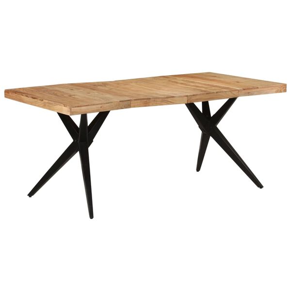 vidaXL Τραπεζαρία Μαύρη 180 x 90 x 77 εκ. από Μασίφ Ξύλο Ακακίας
