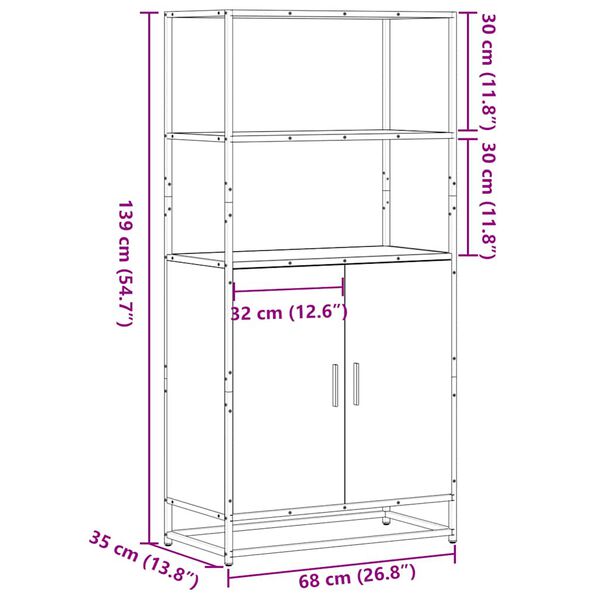 vidaXL Ντουλάπι Μαύρο από 68x35x139 cm Επεξεργασμένο Ξύλο και μέταλλο
