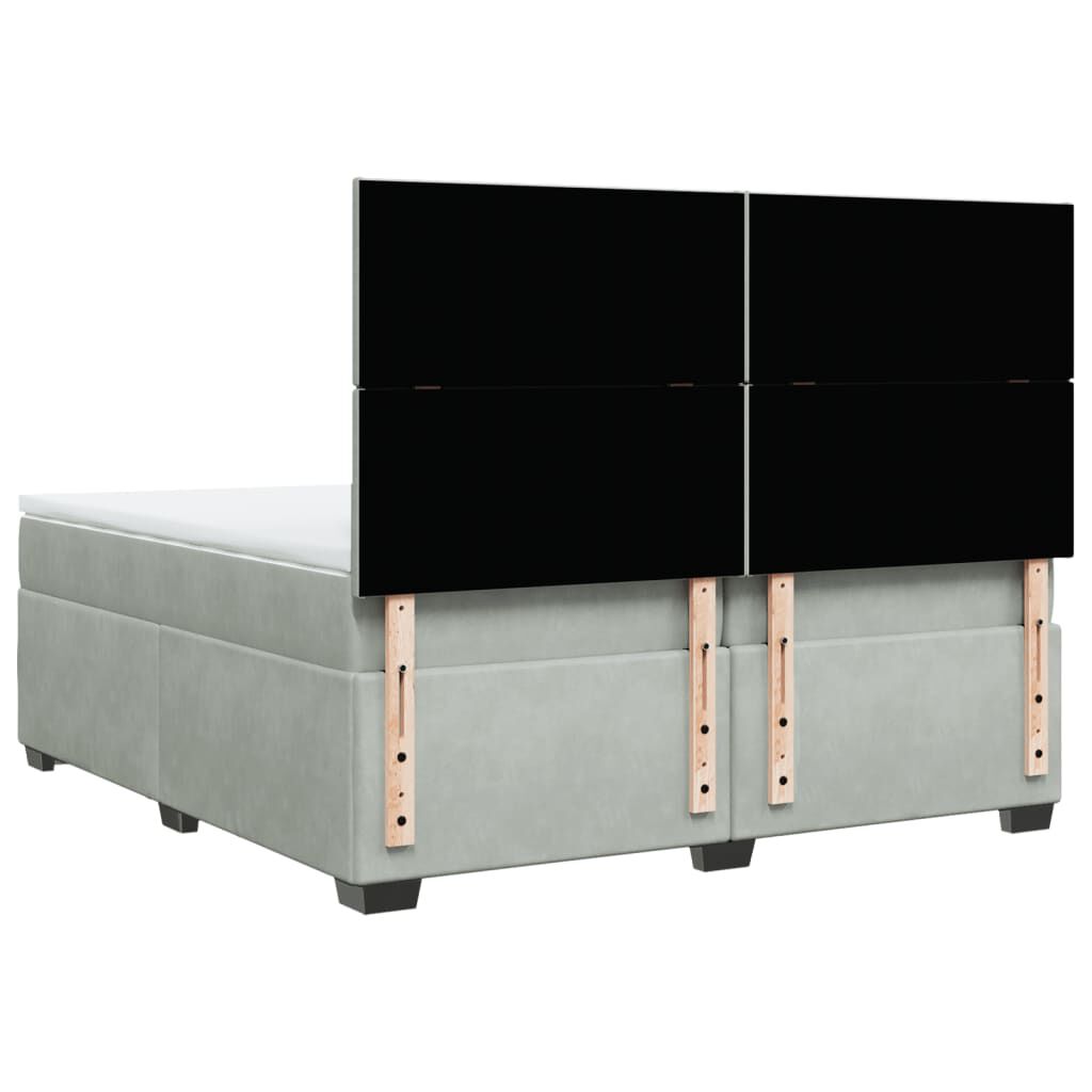 vidaXL Κρεβάτι Boxspring με Στρώμα Ανοιχτό Γκρι 200x200 εκ. Βελούδινο