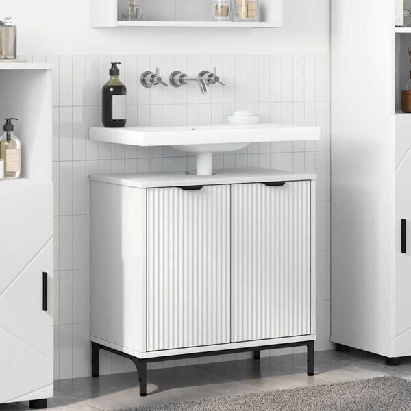 vidaXL Ντουλάπα Νιπτήρα Mπάνιου με πόρτα Λευκό 60.5 x 33.5 x 61 εκ