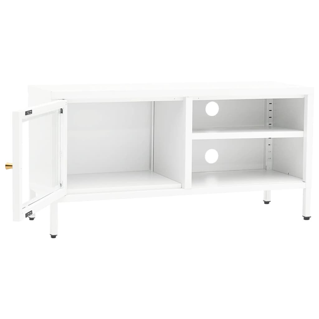 vidaXL Έπιπλο Τηλεόρασης Λευκό 90 x 30 x 44 εκ. από Ατσάλι και Γυαλί