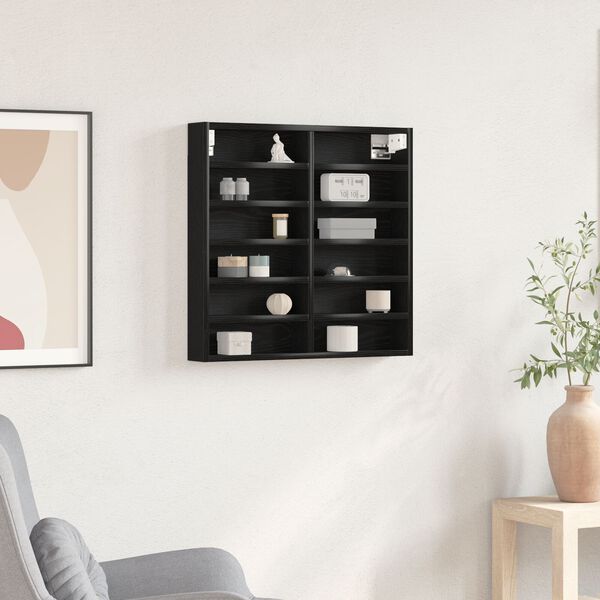 vidaXL Βιτρίνα με ράφι Μαύρη δρυς 60 x 8.5 x 58 εκ Επεξεργασμένο ξύλο