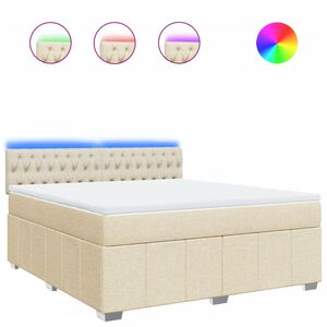 vidaXL &Kappa;&rho;&epsilon;&beta;ά&tau;&iota; Boxspring &mu;&epsilon; &Sigma;&tau;&rho;ώ&mu;&alpha; &Kappa;&rho;&epsilon;&mu; 180x200 &epsilon;&kappa;. &Upsilon;&phi;&alpha;&sigma;&mu;ά&tau;&iota;&nu;&omicron;
