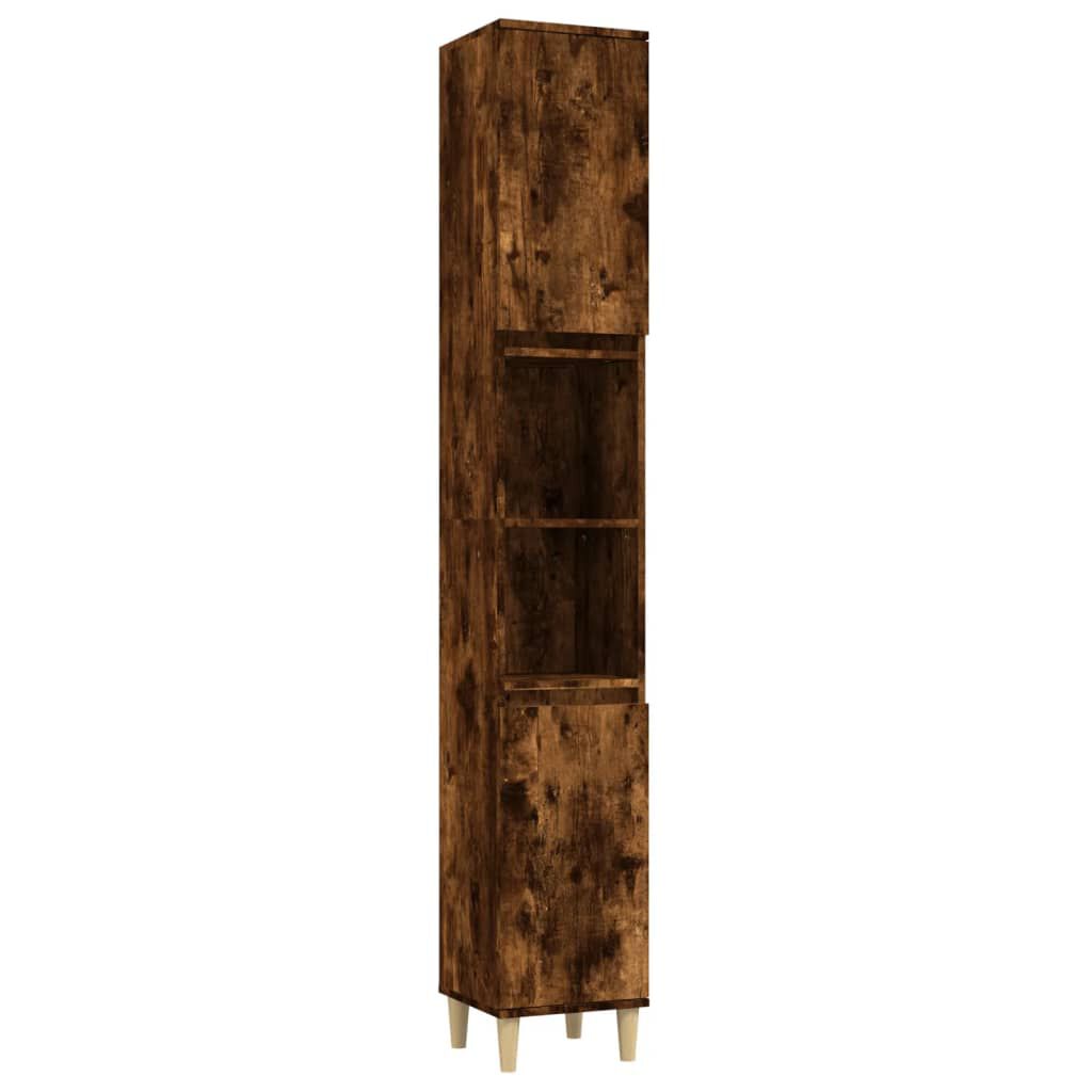 vidaXL Ντουλάπι Μπάνιου Καπνιστή Δρυς 30x30x190 εκ. Επεξεργασμένο Ξύλο