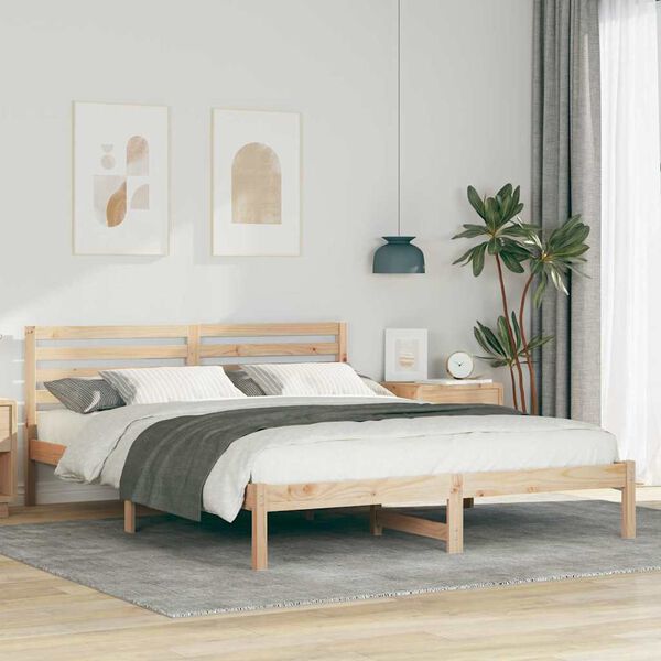 vidaXL Σκελετός Κρεβατιού Καφέ 160 x 220 cm Μασίφ ξύλο πεύκου