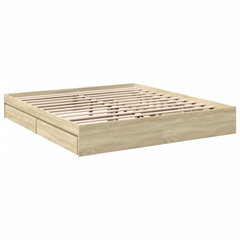 vidaXL Πλαίσιο Κρεβατιού με συρτάρια Sonoma Δρυς 180x200εκ. Επεξ. Ξύλο