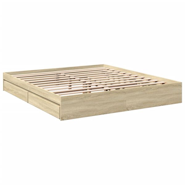 vidaXL Πλαίσιο Κρεβατιού με συρτάρια Sonoma Δρυς 180x200εκ. Επεξ. Ξύλο