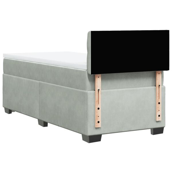 vidaXL Κρεβάτι Boxspring με Στρώμα Ανοιχτό Γκρι 90x190 εκ. Βελούδινο