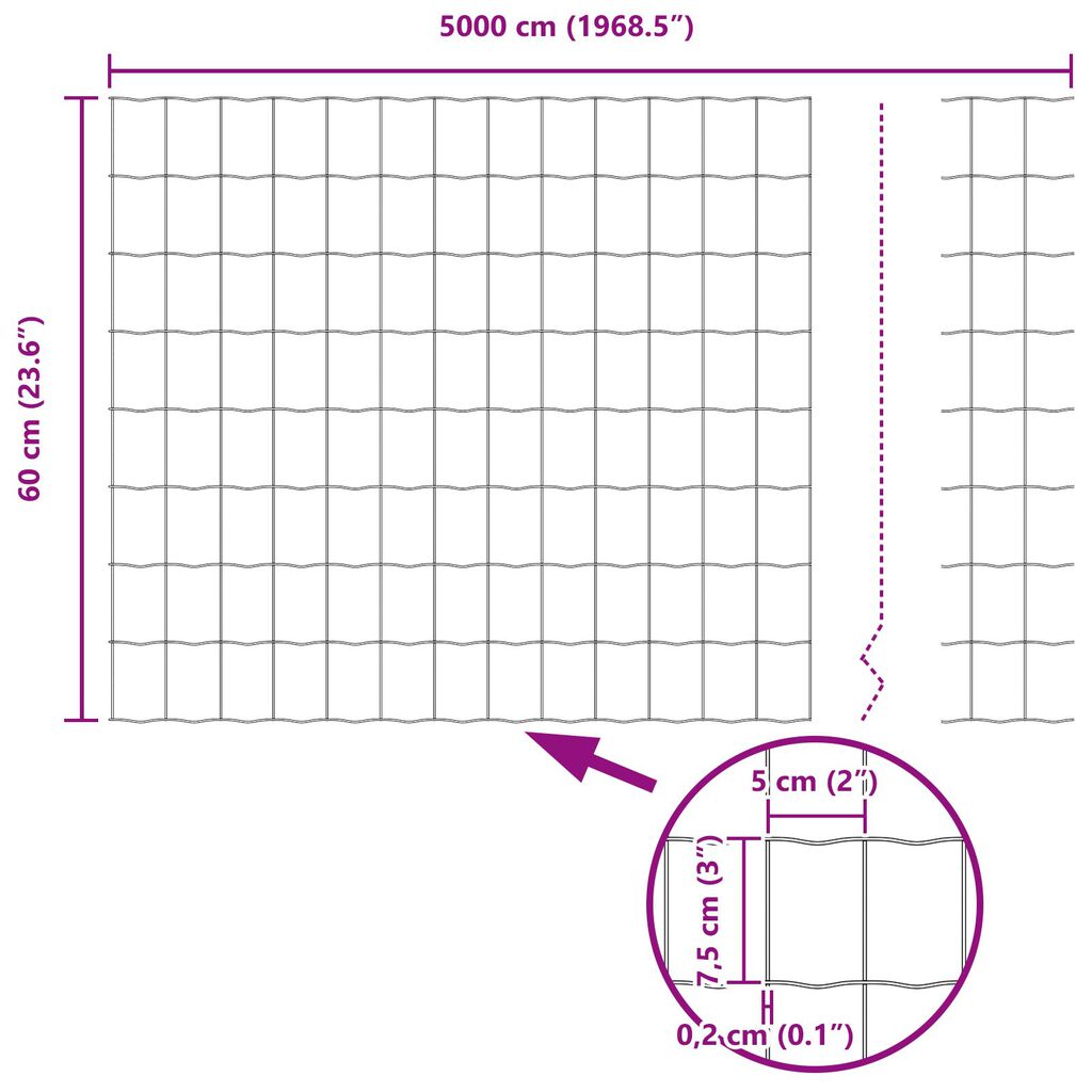vidaXL Euro Fence με 13 Στηρίγματα 0.6x50 μ Γαλβανισμένο Ατσάλι Πράσινο