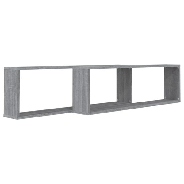 vidaXL Ραφιέρες Τοίχου Κύβος 2 τεμ Γκρι Sonoma 100x15x30εκ. Επεξ. Ξύλο
