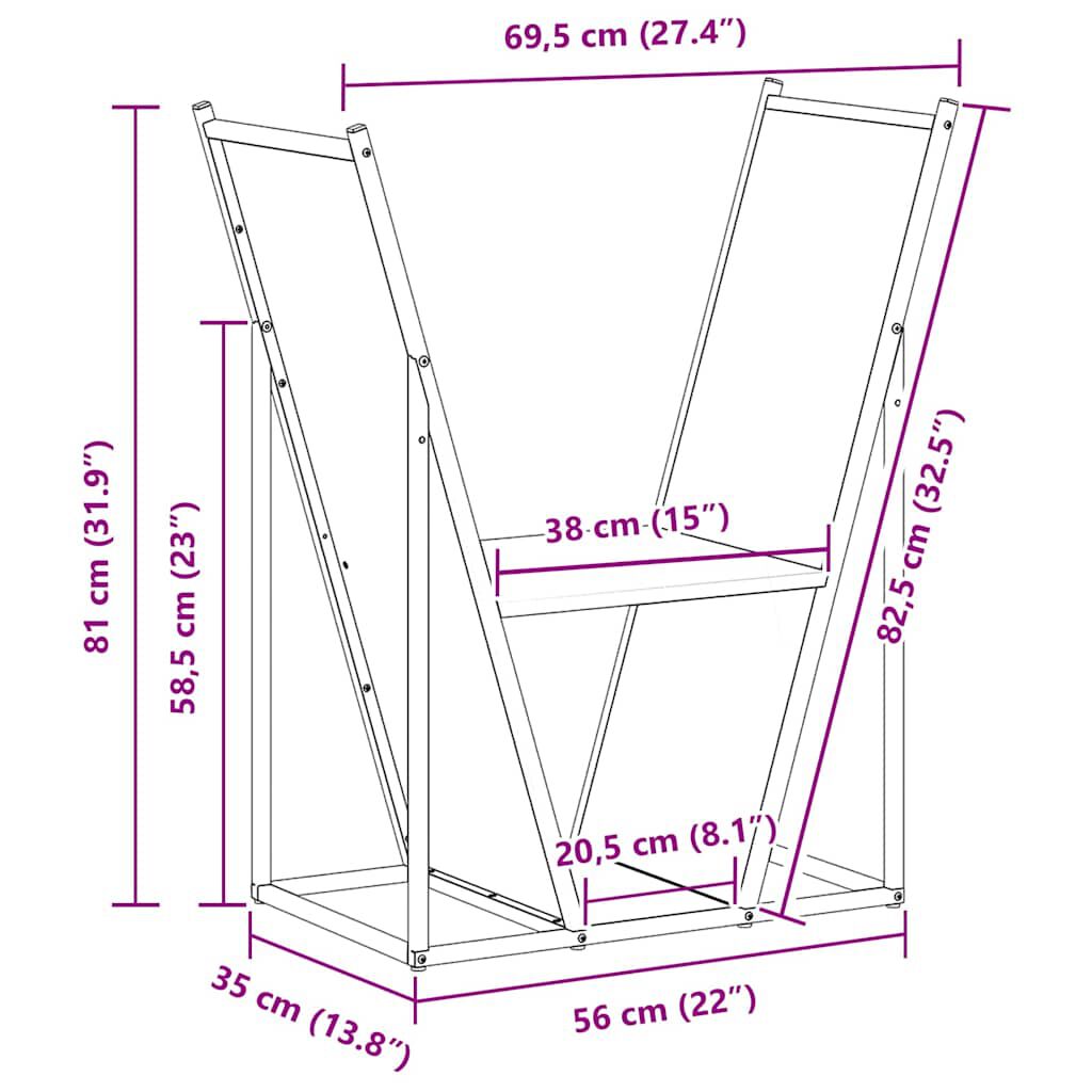 vidaXL Ράφι Καυσόξυλων Λευκό 69,5x35x81 εκ. Χάλυβας ψυχρής έλασης