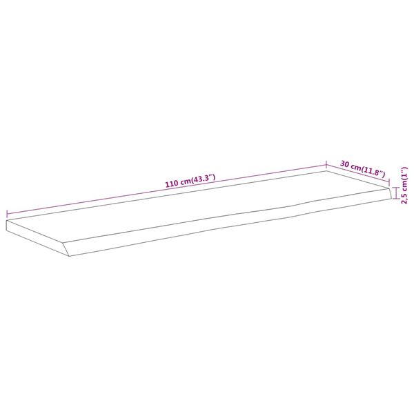 vidaXL Ράφι Επιτοίχιο Ορθ. Live Edge 110x30x2,5 εκ. Μασίφ Ξύλο Ακακίας