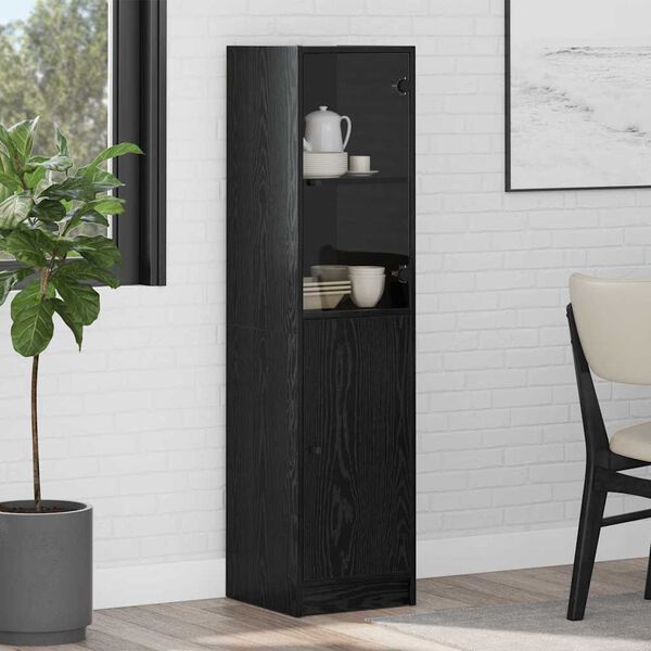 vidaXL Highboard &Mu;&alpha;ύ&rho;&eta; &Omicron;&xi;&upsilon;ά 35 x 37 x 142 &epsilon;&kappa; &Epsilon;&pi;&epsilon;&xi;&epsilon;&rho;&gamma;&alpha;&sigma;&mu;έ&nu;&omicron; &xi;ύ&lambda;&omicron;
