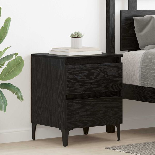 vidaXL Κομοδίνο 2 pcs Μαύρη δρυς 40 x 35 x 50 εκ. Επεξεργασμένο ξύλο