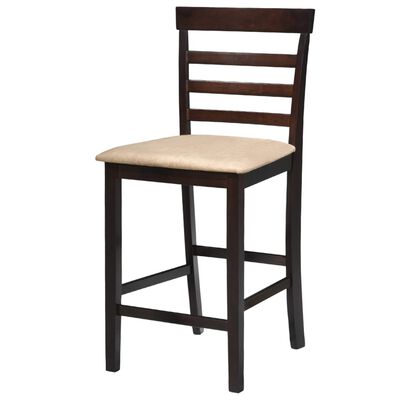 Σετ Κονσόλα Τραπέζι και 4 Καρέκλες Μπαρ Καφέ Ξύλινο