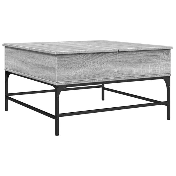 vidaXL Τραπεζάκι Σαλονιού Γκρι Sonoma 80x80x45 εκ. Επεξ. Ξύλο/Μέταλλο