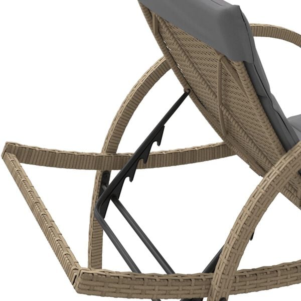 vidaXL Ξαπλώστρα Μπεζ 60x199x42 εκ. από Συνθετικό Ρατάν με Μαξιλάρι
