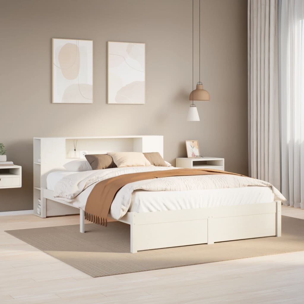 vidaXL Κρεβάτι Βιβλιοθήκη Χωρίς Στρώμα 120x190 εκ Μασίφ Ξύλο Πεύκου