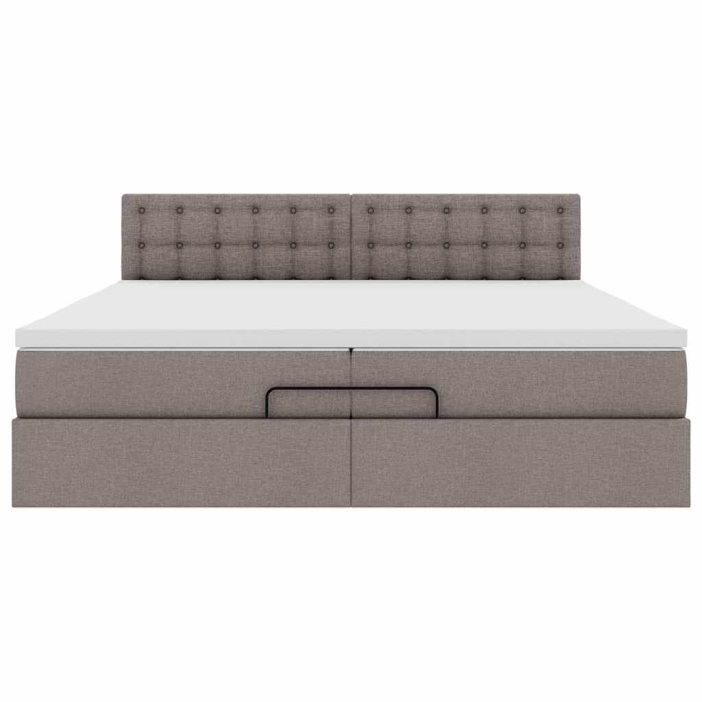 vidaXL Οθωμανικό κρεβάτι με στρώμα Taupe 200x200 cm Ύφασμα