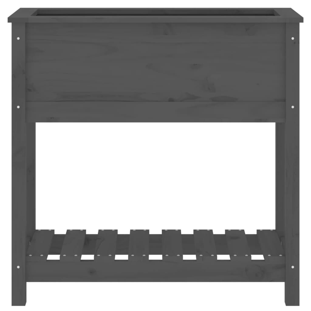 vidaXL Ζαρντινιέρα με Ράφι Γκρι 82,5x34,5x81 εκ. Μασίφ Ξύλο Πεύκου