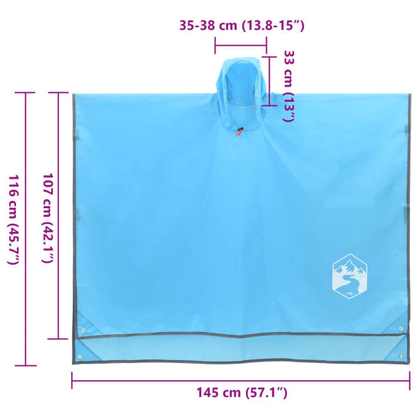 vidaXL Πόντσο Βροχής με Κουκούλα 2 σε 1 Μπλε 223 x 145 εκ.
