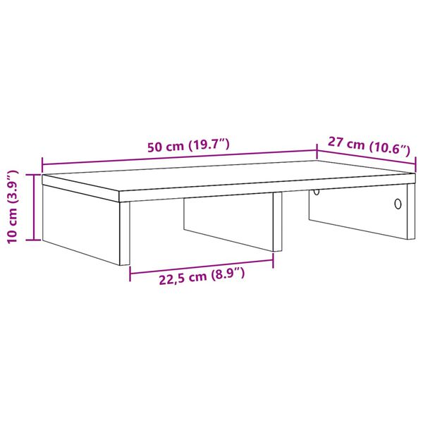 vidaXL Βάση Οθόνης Καφέ Δρυς 50x27x10 εκ. από Επεξεργασμένο Ξύλο