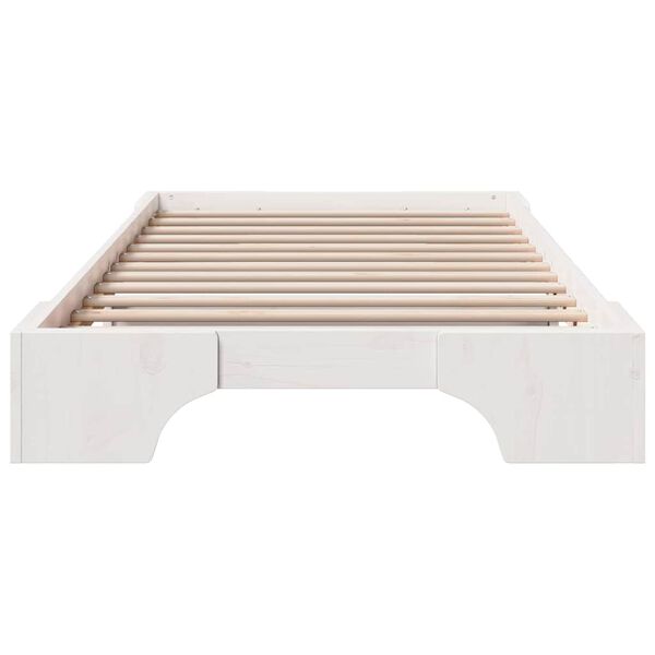 vidaXL Σκελετός Κρεβατιού Λευκό 197 x 82 x 17 εκ. Μασίφ ξύλο πεύκου